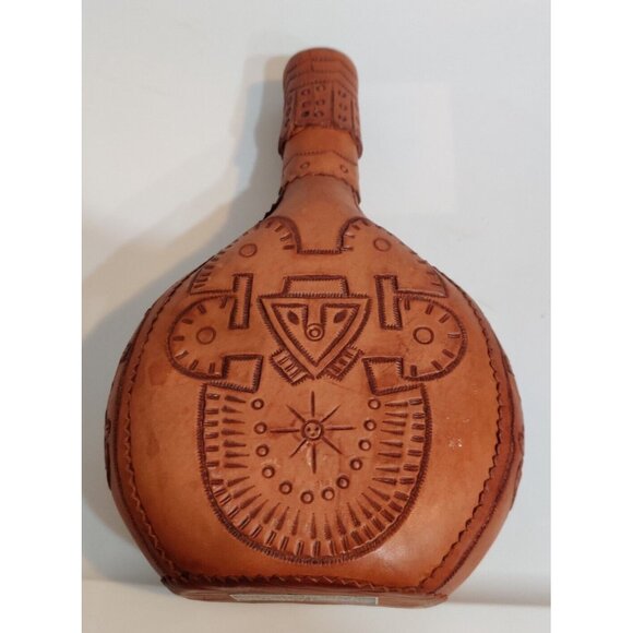 Vtg Leather Tooled Wrapped Wine/Liquor Decanter Columbian Souvenir Art Bottle - Picture 6 of 16